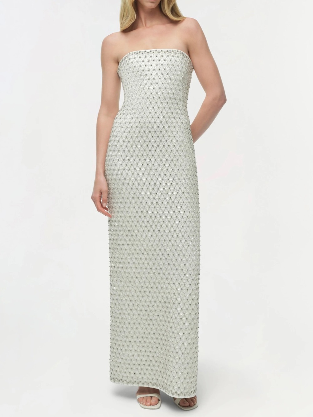 Vanessa Embellished Bustier Midi Dress - White
